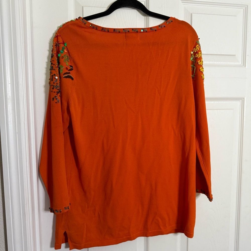 Just Be Vintage Orange Embroidered Beaded Blouse XL - Picture 5 of 6